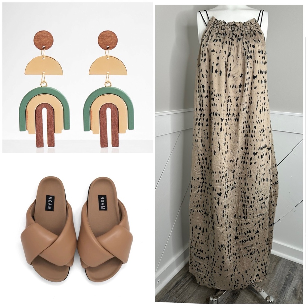 H&M TAUPE MAXI DRESS M
